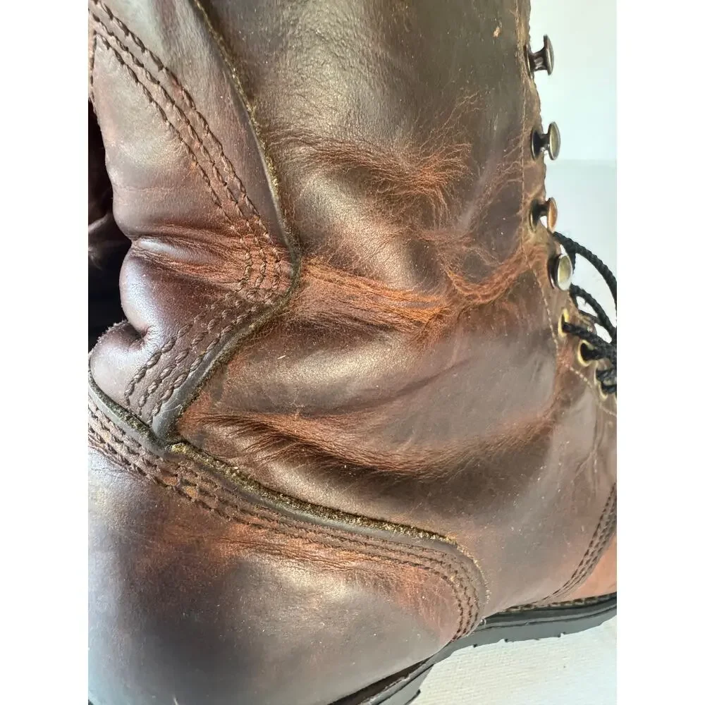Vintage USA Made Leather Work Boots Aero Glide Soles Brown Men's 8.5D?